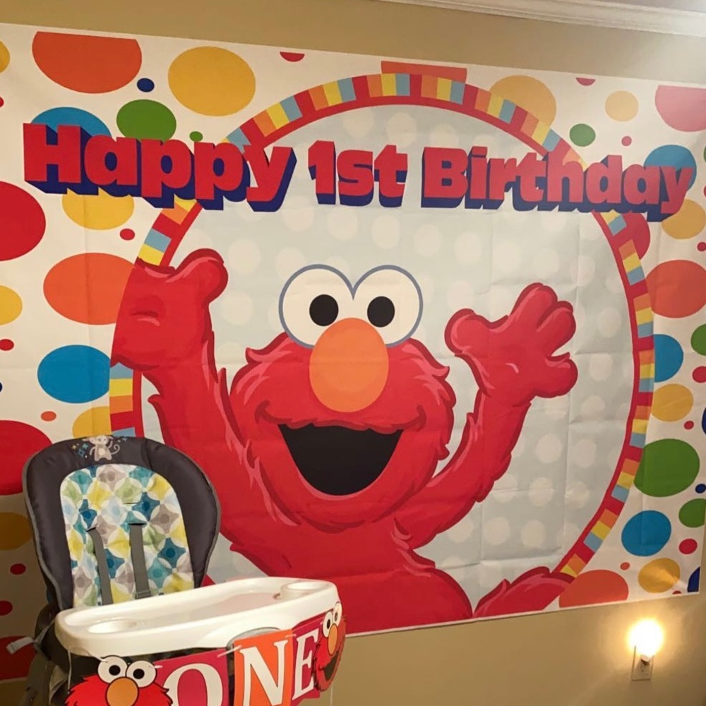 Elmo 1st birthday Backdrop